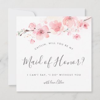 Rustic Pink Floral Will You Be My Maid of Honor Invitation