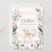 Rustic Pink Floral Wreath Deer Baby Shower Invitation (Back)