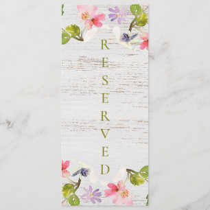 Rustic Pink Florals on White Wood Reserved Menu