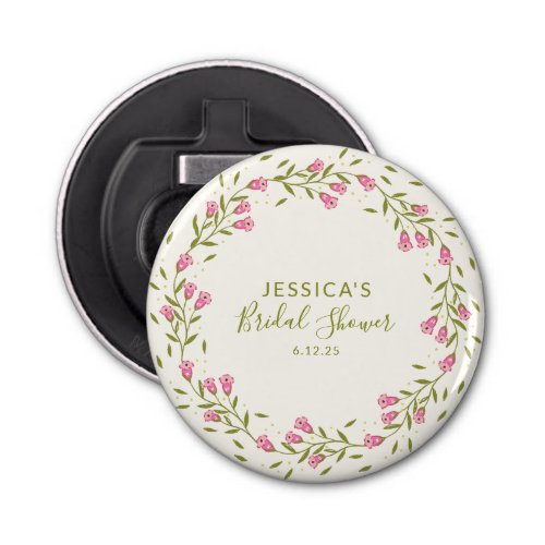 Rustic Pink Garden Flowers Custom Bridal Shower  Bottle Opener