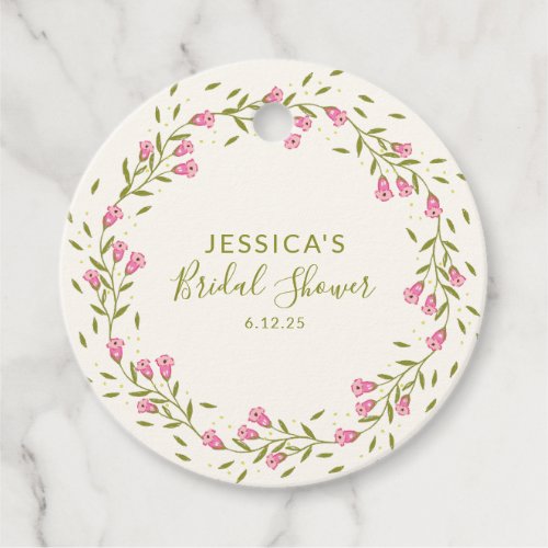 Rustic Pink Garden Flowers Custom Bridal Shower  Favor Tags