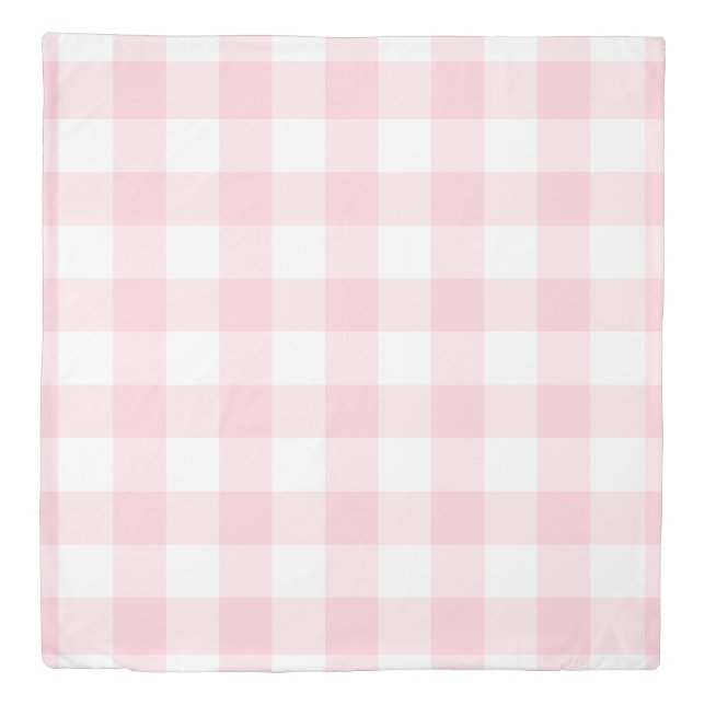 Rustic Pink Gingham Check Plaid Farmhouse Duvet Cover (Front)