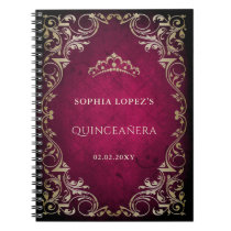Rustic Pink Gold Princess Tiara Quinceanera   Notebook