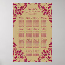 Rustic Pink Gold seating plan poster