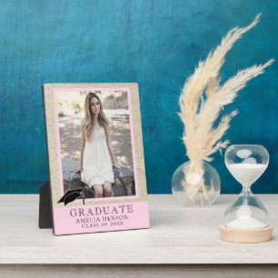 Rustic Pink Graduation Graduate Photo Plaque