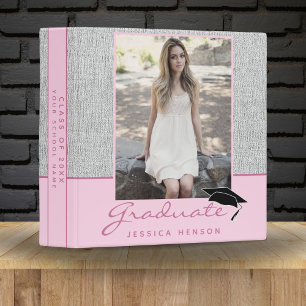 Rustic Pink Graduation Keepsake Photo Album 3 Ring Binder