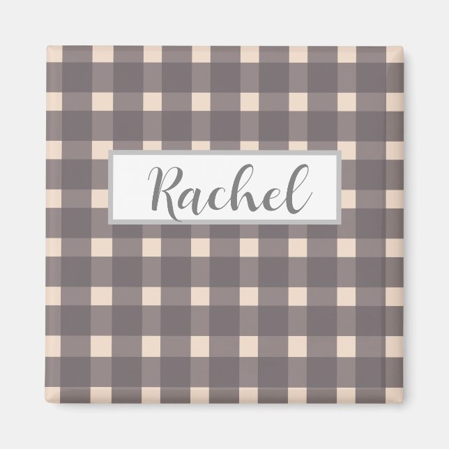 Rustic Pink Gray Gingham   Magnet (Front)