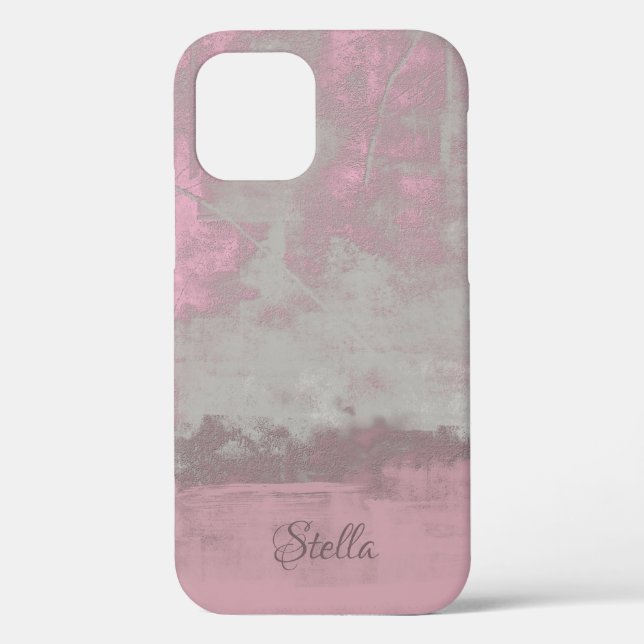 Rustic Pink Gray Mallow Abstract Art Nr42 Monogram Case-Mate iPhone Case (Back)
