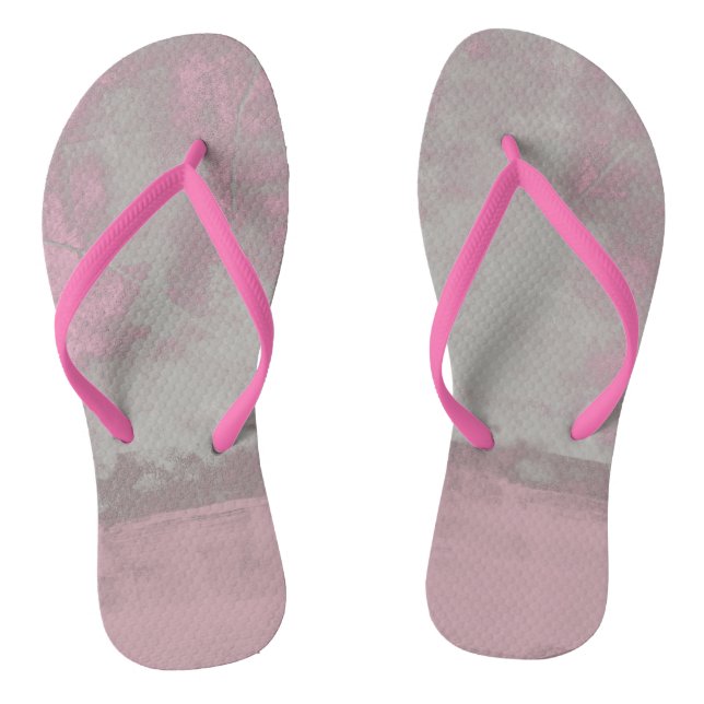 Rustic Pink Gray Mallow Abstract Trendy Art Nr42 Flip Flops (Footbed)