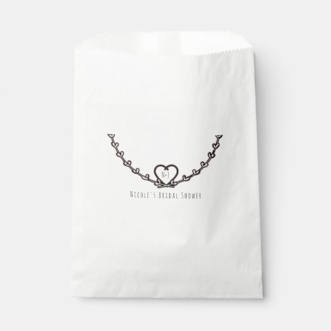 Rustic Pink Heart Vine Bridal Shower Custom Favor Favor Bag (Front)