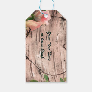 Rustic Pink Heart Vine Bridal Shower Custom Favor Gift Tags