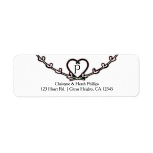 Rustic Pink Heart Vine Bridal Shower Invitation Label
