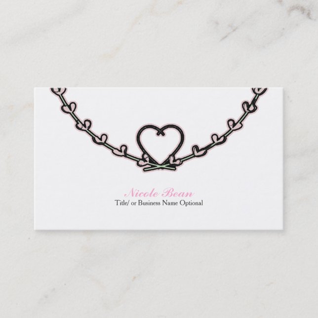 Rustic Pink Heart Vine Country Chic Personalized Business Card (Front)