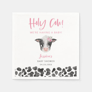 Rustic Pink Holy Cow Baby Shower Napkins