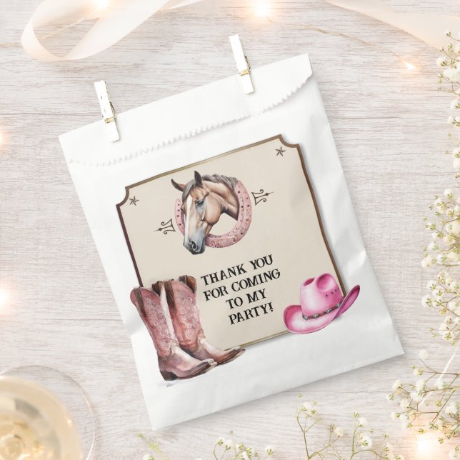 Rustic Pink Horseback Riding Birthday Party Favor Bag (Clipped)