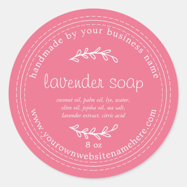 Rustic Pink Lavender Soap Label (Front)