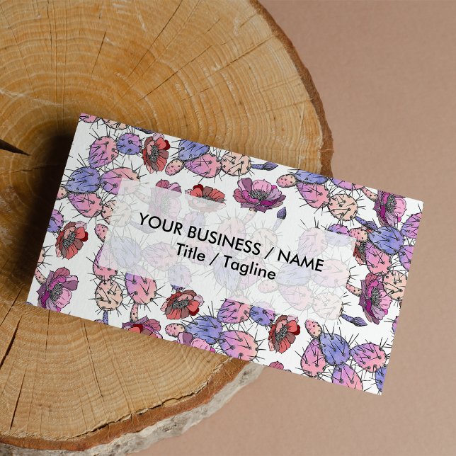 Rustic pink lavender watercolor cactus floral business card (Rustic pink lavender watercolor cactus floral )