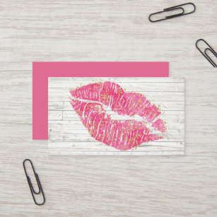 Rustic Pink Lips Business Card Template