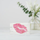 Rustic Pink Lips Business Card Template (Standing Front)