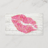 Rustic Pink Lips Business Card Template (Front)