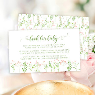 Rustic pink little wildflower book for baby shower enclosure card