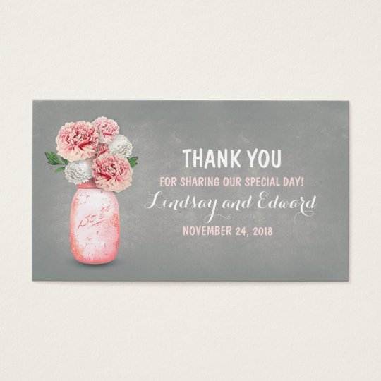 Rustic Pink Mason Jar Diy Wedding Favor Tag Zazzle Com