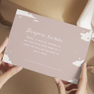 Rustic pink minimal cloud diapers for baby enclosure card