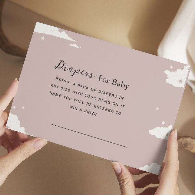 Rustic pink minimal cloud diapers for baby enclosure card (Creator Uploaded)