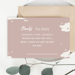 Rustic pink minimalistic cloud books for baby enclosure card