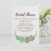 Rustic Pink & Mint Floral Succulent Bridal Shower Invitation (Standing Front)