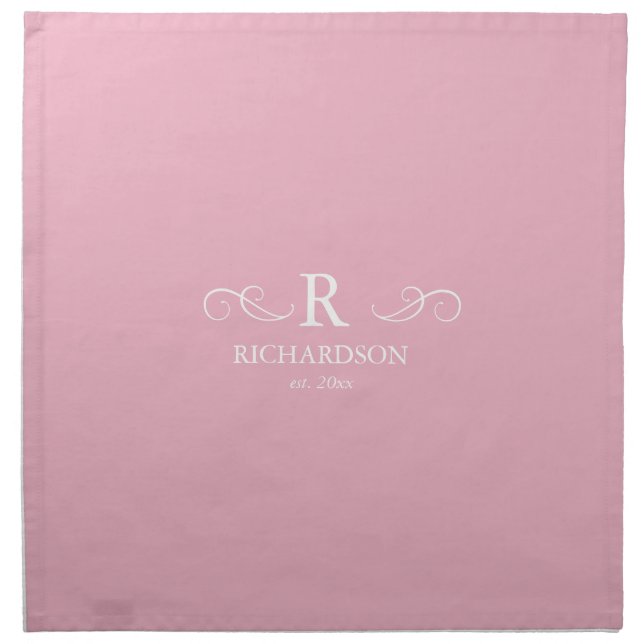 Rustic Pink Monogram Cloth Napkin (Front)