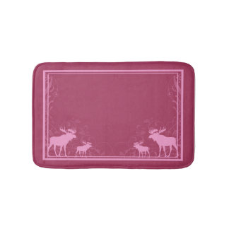 Rustic pink moose swirl memory foam bath mat