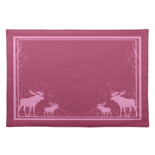Rustic pink moose swirl placemat (Front)