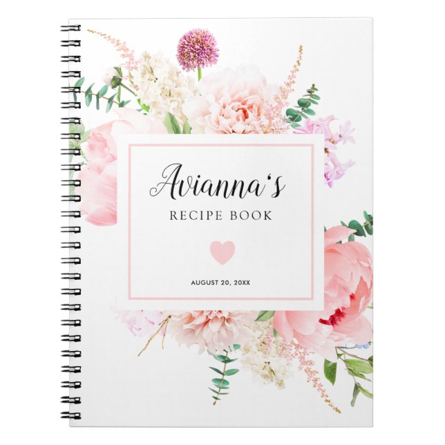 Rustic Pink Peony Bridal Shower Notebook (Front)