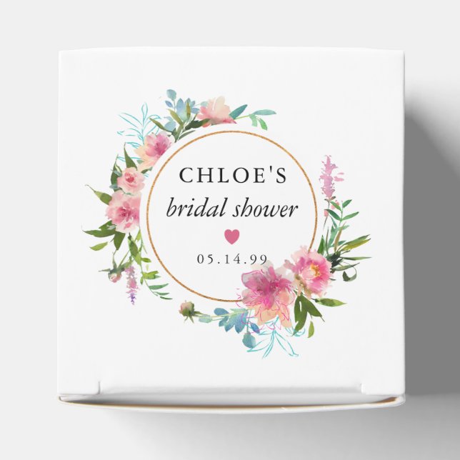Rustic Pink Peony Floral Bridal Shower Favor Boxes (Top)