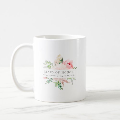 Rustic Pink Peony Floral Maid of Honor Gift Coffee Mug