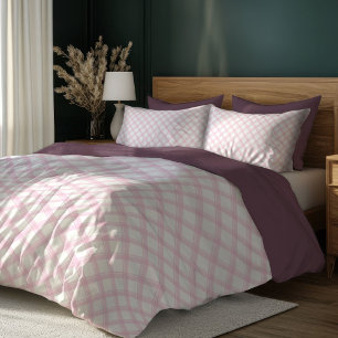 Rustic Pink Plaid Duvet Country Cottage Charm Cover