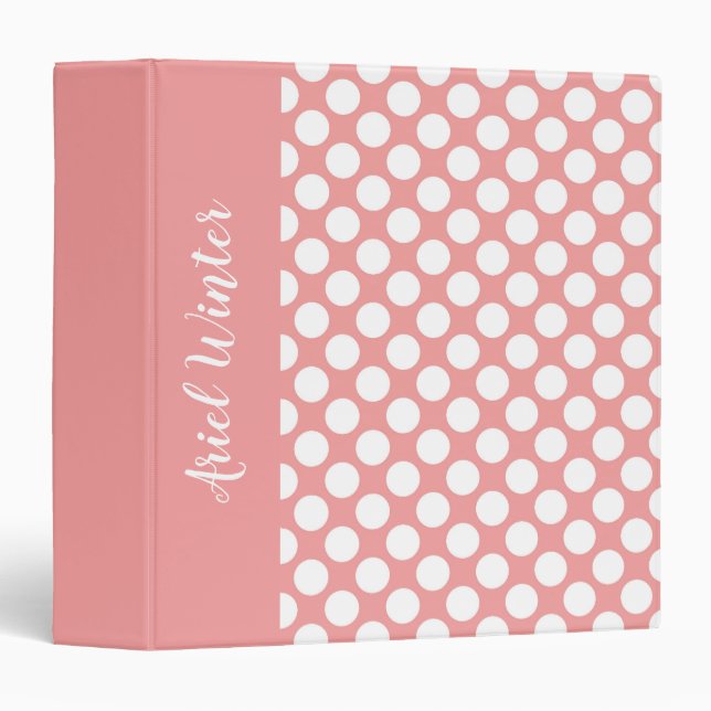 Rustic Pink Polka Dot Photo Wedding Baby Album 3 Ring Binder (Front/Spine)