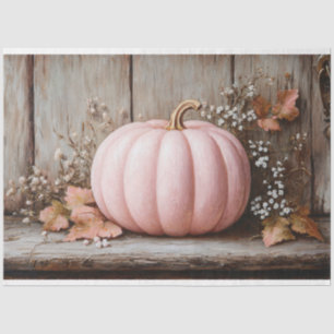 Rustic Pink Pumpkin Autumn Leaves Decoupage Tissue Paper