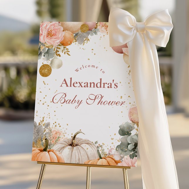 Rustic Pink Pumpkin Baby Shower Foam Board (Creator Uploaded)