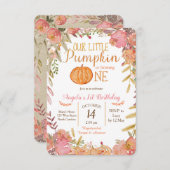 Rustic Pink Pumpkin First Birthday Invitation (Front/Back)