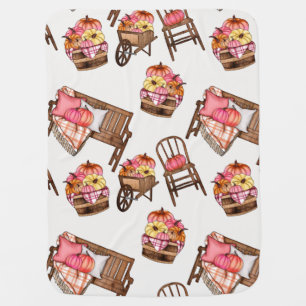 Rustic Pink Pumpkin Pattern Baby Blanket