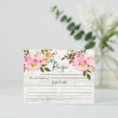 Rustic Pink & Purple Watercolor Floral Recipe Card (Standing Front)