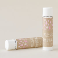 Rustic Pink Raindrops Baby Boy Sprinkle Shower Lip Balm