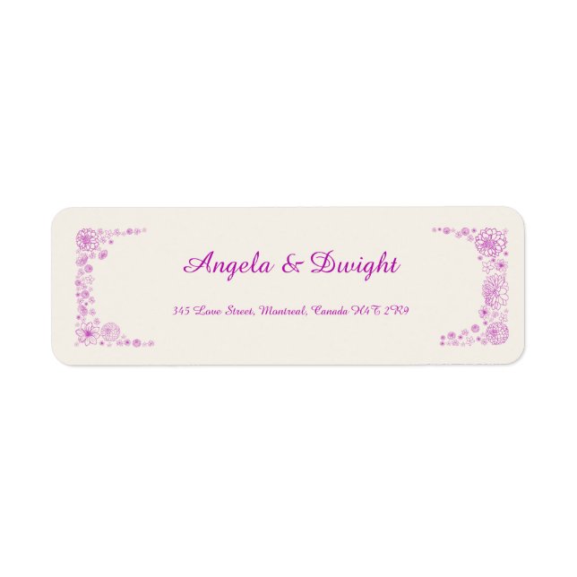 Rustic pink return adress label (Front)
