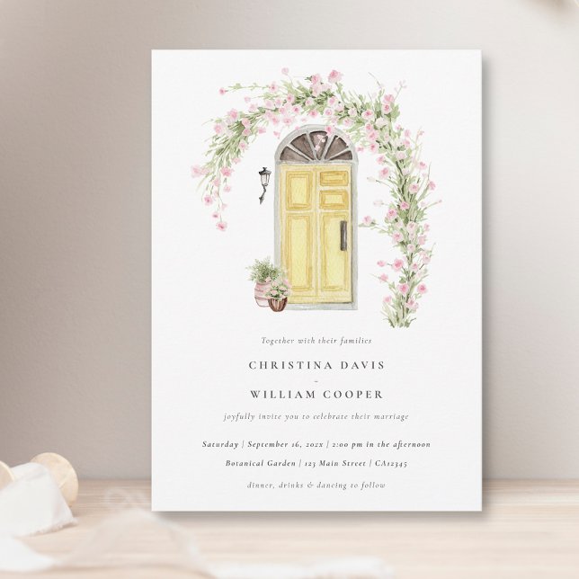 Rustic Pink Rose Cottage Garden Wedding Invitation (Creator Uploaded)