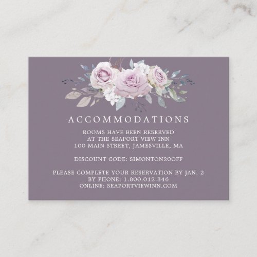 Rustic Pink Rose Floral Wedding Accommodation Enclosure Card