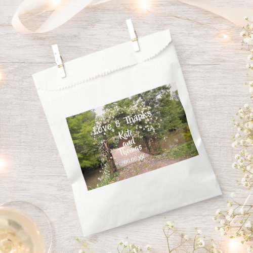 Rustic Pink Rose Floral Wedding Favor Bag