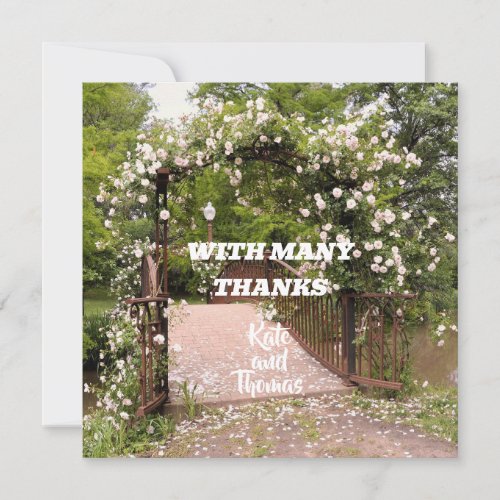 Rustic Pink Rose Floral Wedding Thank You Card