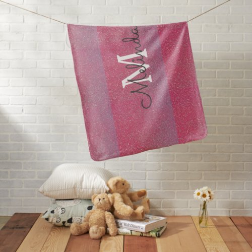 Rustic Pink Rose Gold Girly Monogram Initial Name Baby Blanket